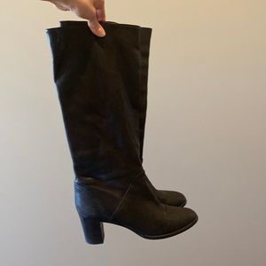 J. crew black leather tall boots 9.5